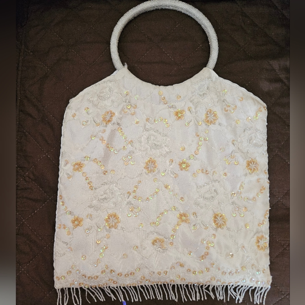 White Purse with hoop handles